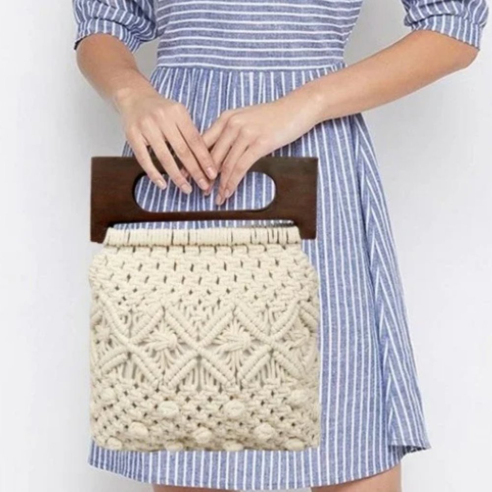 SALT+UMBER Wooden Handle Tote Bag